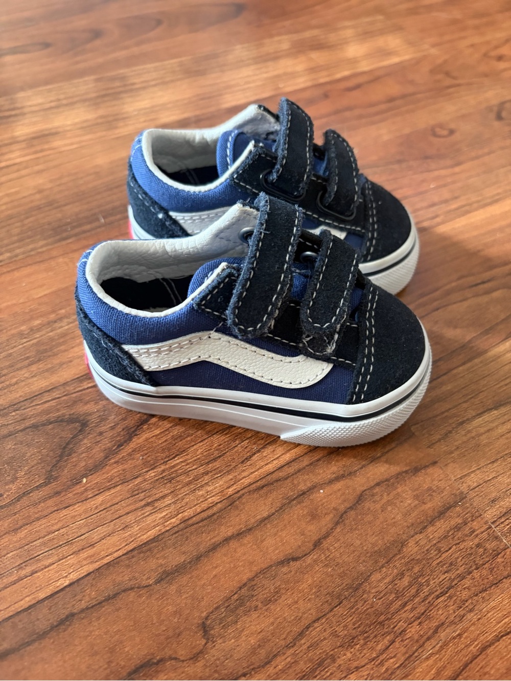 Vans Navy and White Double Velcro Toddler Sneakers